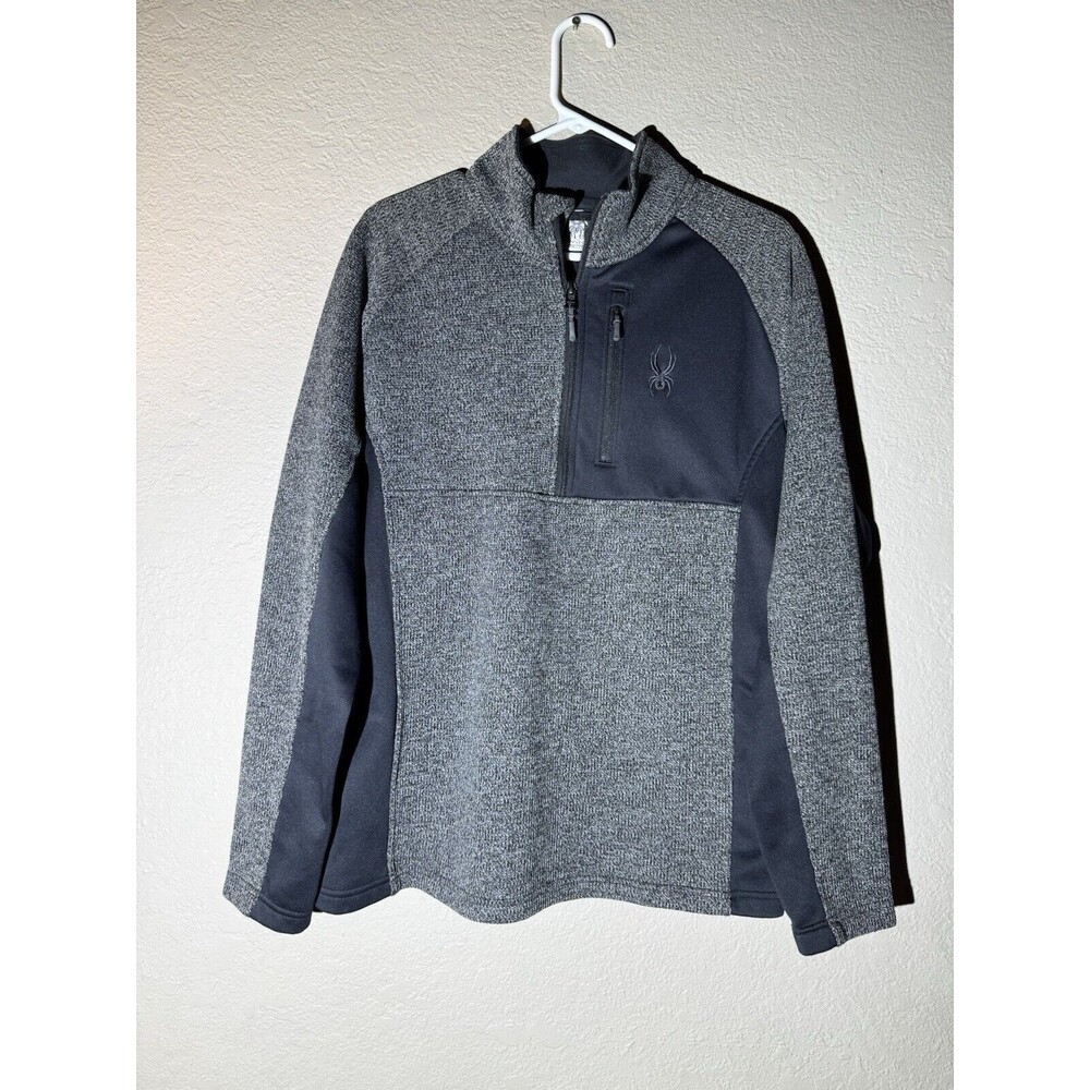 Spyder Jacket Men's Outbound Fleece 1/4 Zip Pullover Black Gray Size Large